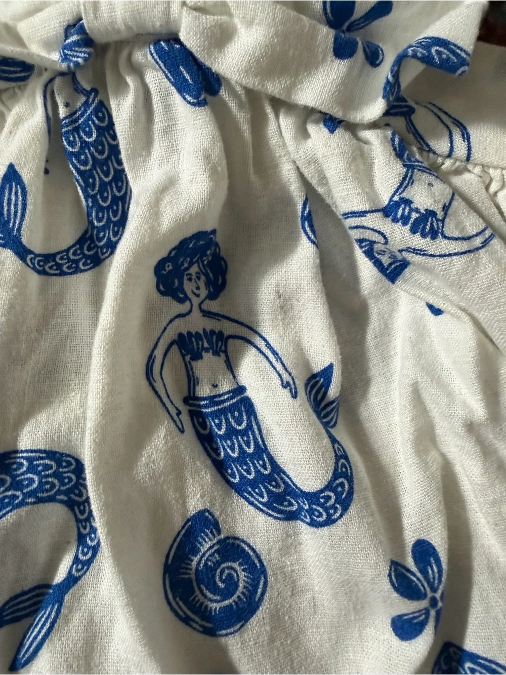 Old Navy White and Blue Mermaid Print Sundress